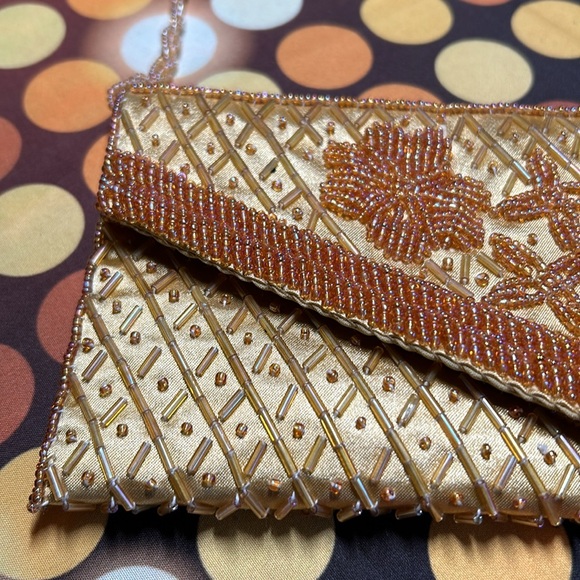 beaded long strap stunning gold purse - Picture 5 of 15